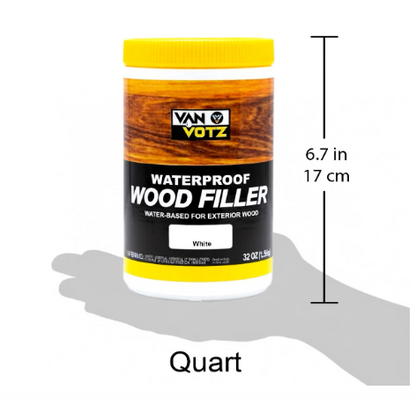 Waterproof Wood Filler [1-Quart, Colonial-Blue] - Exterior Grade Wood Repair in 18 Paintable and Stainable Colors. Strong Adhesion and Durability for Outdoor Wood in All Weather Conditions.