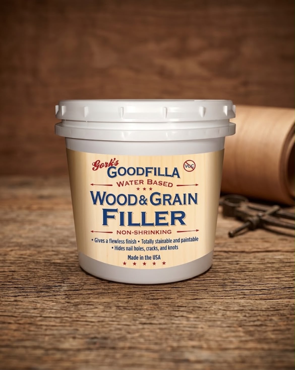 Water-Based Wood & Grain Filler (Trowel Ready) - White Oak - 1 Quart By Goodfilla | Replace Every Filler & Putty | Repairs, Finishes & Patches | Paintable, Stainable, Sandable & Quick Drying